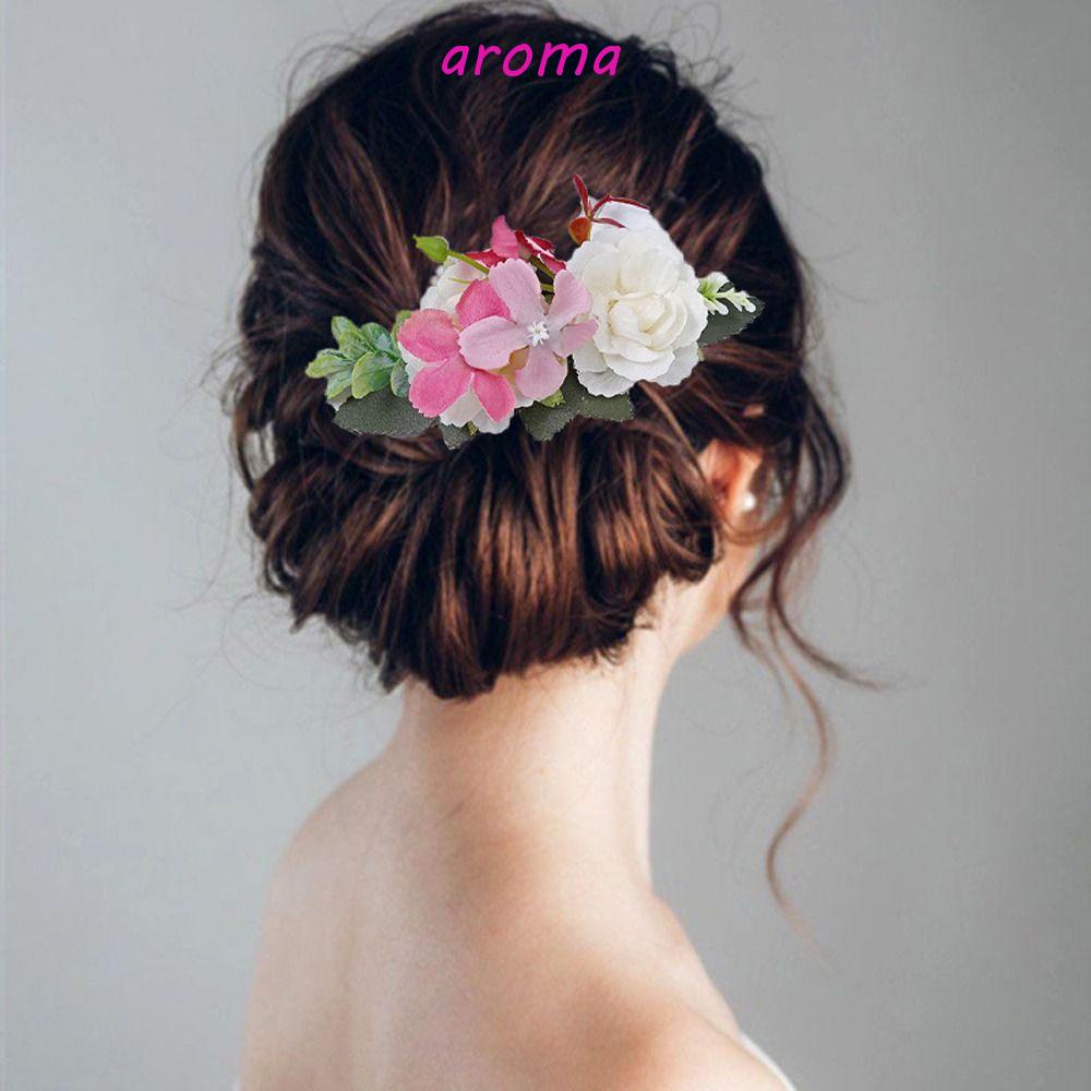 AROMA Lược Cài Tóc Đuôi Ngựa Hình Hoa Hồng Phong Cách Bohemia Cổ Điển Cho Cô Dâu