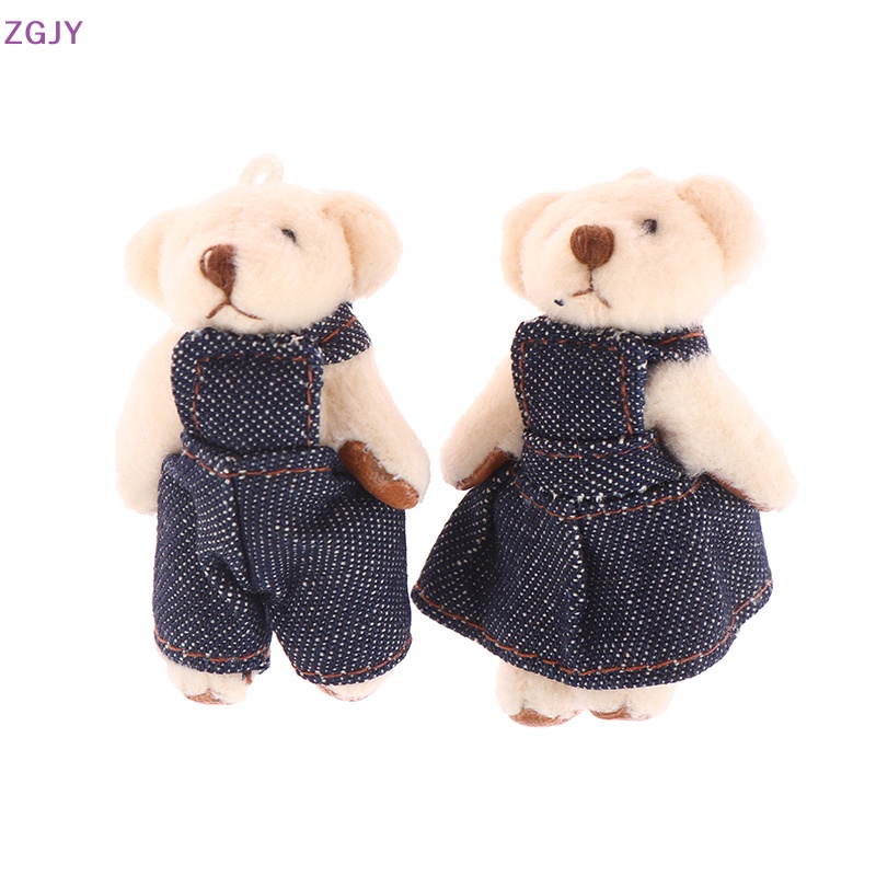 Set 2 Móc Khóa Hình Gấu / Thỏ Nhồi Bông Mềm Mại 5cm DIY Mới