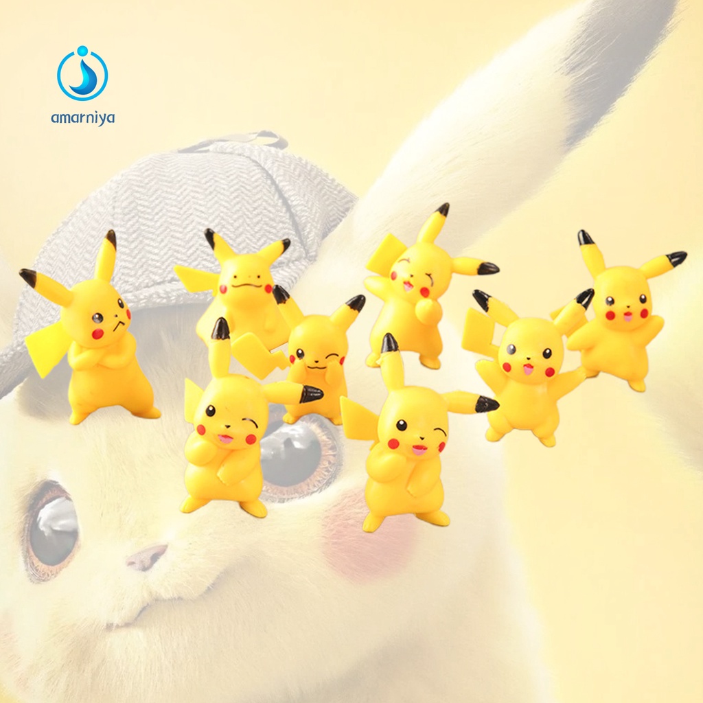 (Shop Amart) Bộ 8 Mô Hình Pikachu Bằng Nhựa PVC