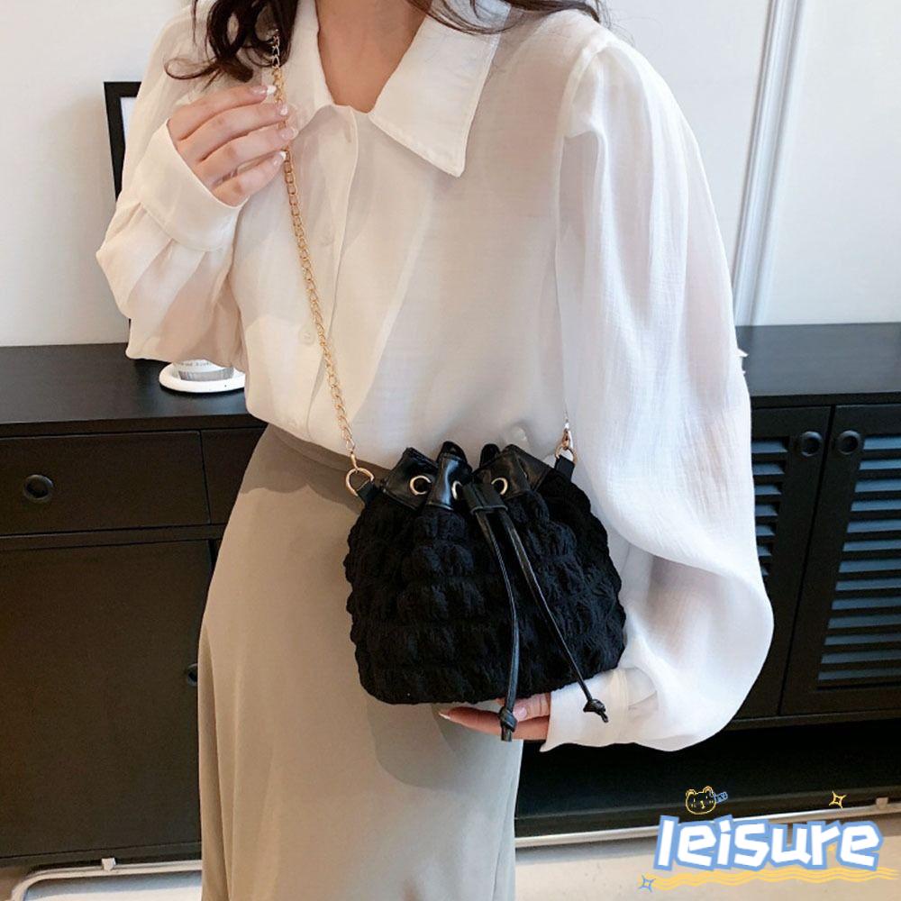 LEISURE Túi Đeo Vai Dây Rút Thời Trang Dành Cho Nữ