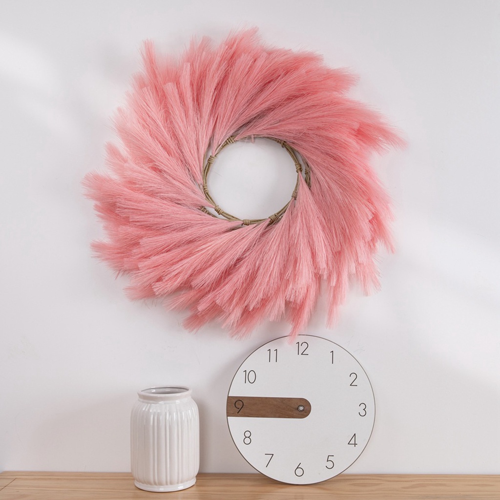 (Bất Ngờ) Vòng Hoa Cỏ Pampas Nhân Tạo Bằng Vải Màu Sắc Sống Động Thân Thiện Với Môi Trường Không Phai Màu Trang Trí Nhà Cửa