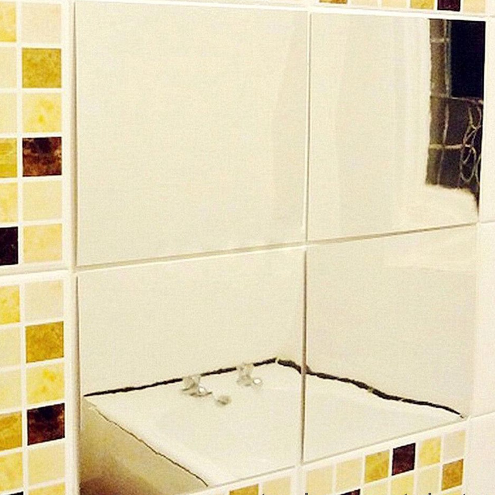 Set 9 Miếng Dán Tường Hiệu Ứng Gương Hình Vuông DIY