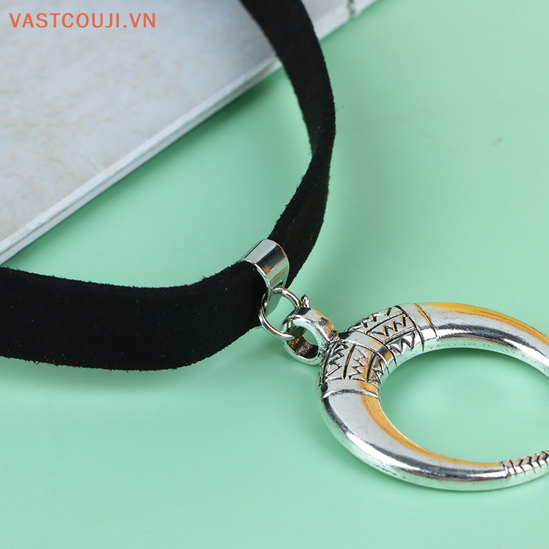 Vòng Cổ Choker Dây Nhung Đen Mặt Trăng Phong Cách Gothic