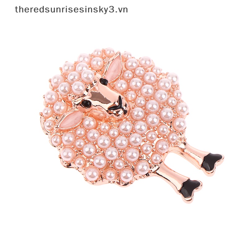 Ghim Cài Áo Hình Chú Cừu May Mắn Đính Ngọc Trai Giả Bằng Hợp Kim Thời Trang