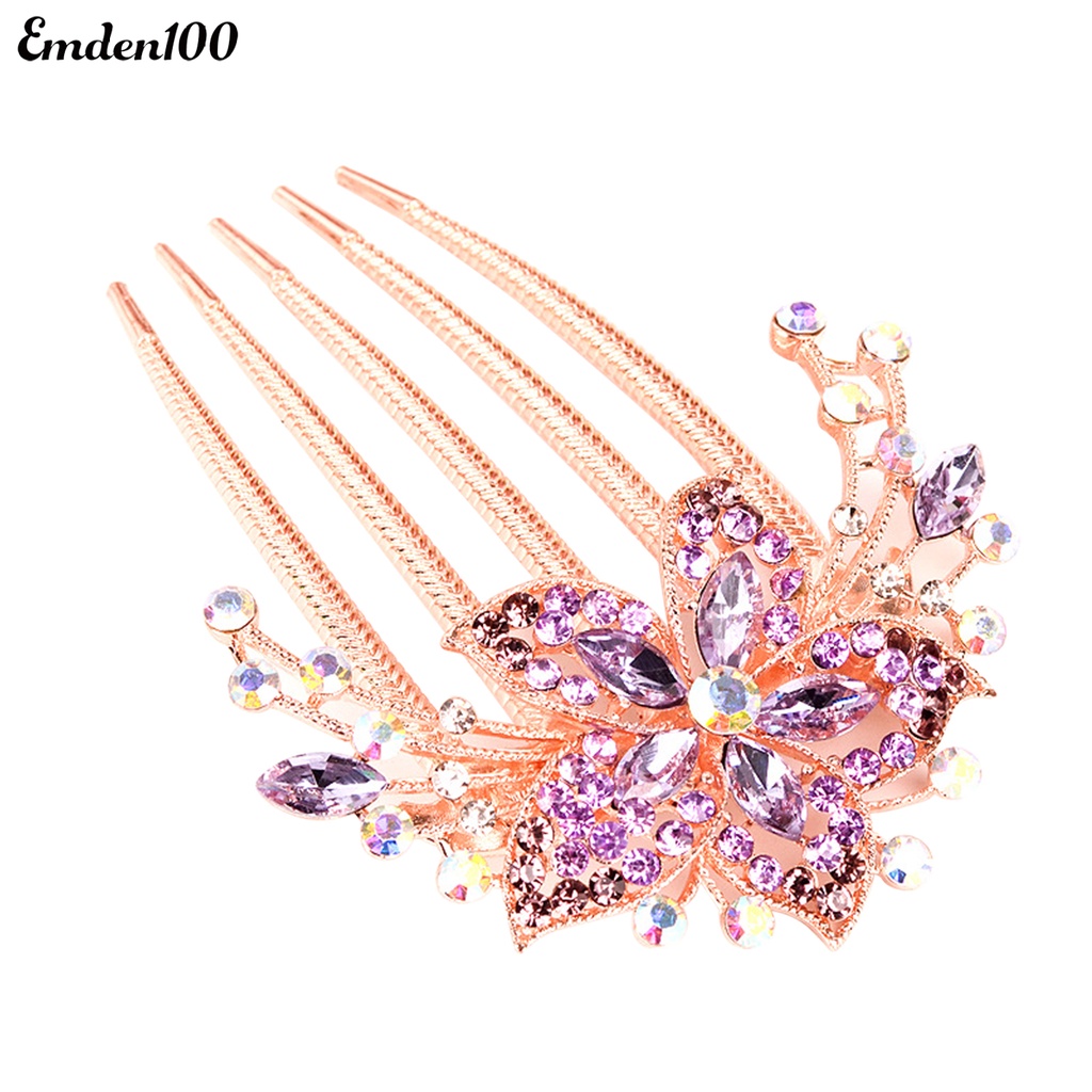 Lược Cài Tóc Đính Đá Hình Hoa Lá Xinh Xắn Cho Nữ