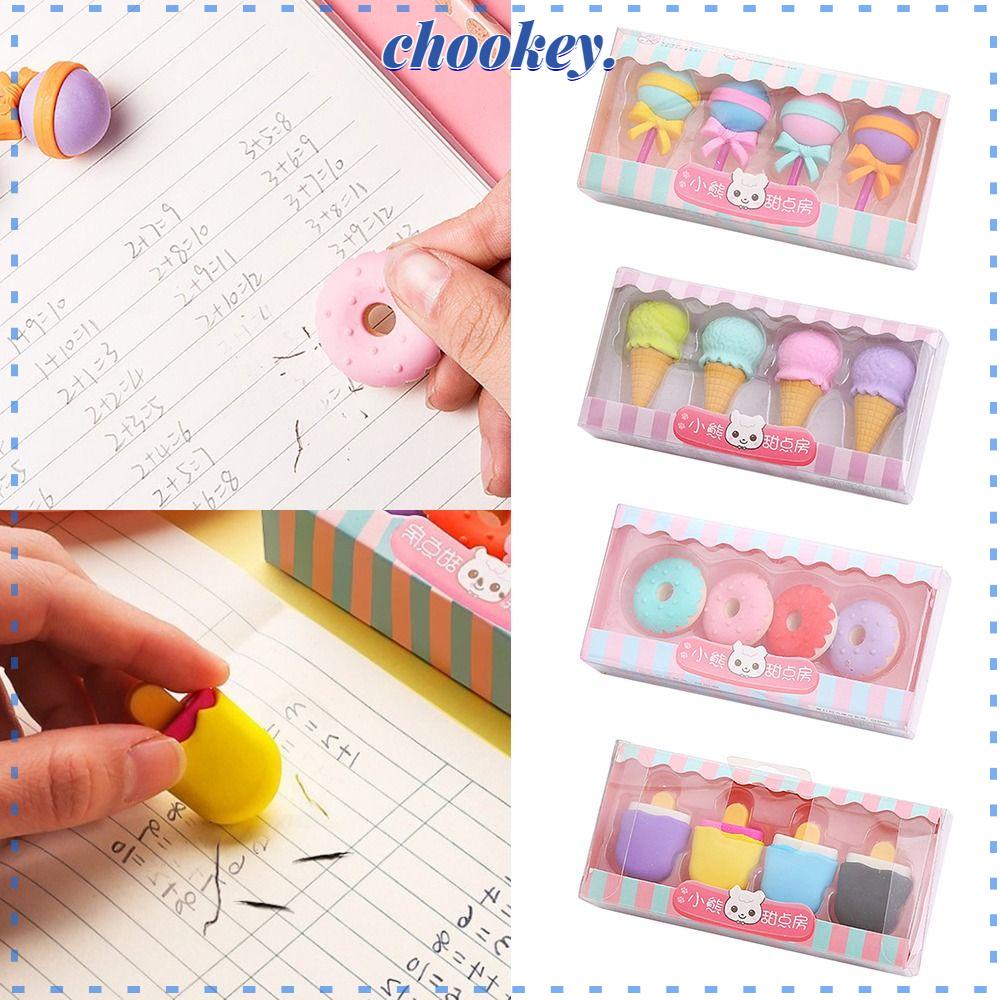 CHOOKEY Bộ 4 Cục Tẩy Bút Chì Thiết Kế Mới Cao Cấp Tiện Lợi Dễ Sử Dụng Dành Cho Bé
