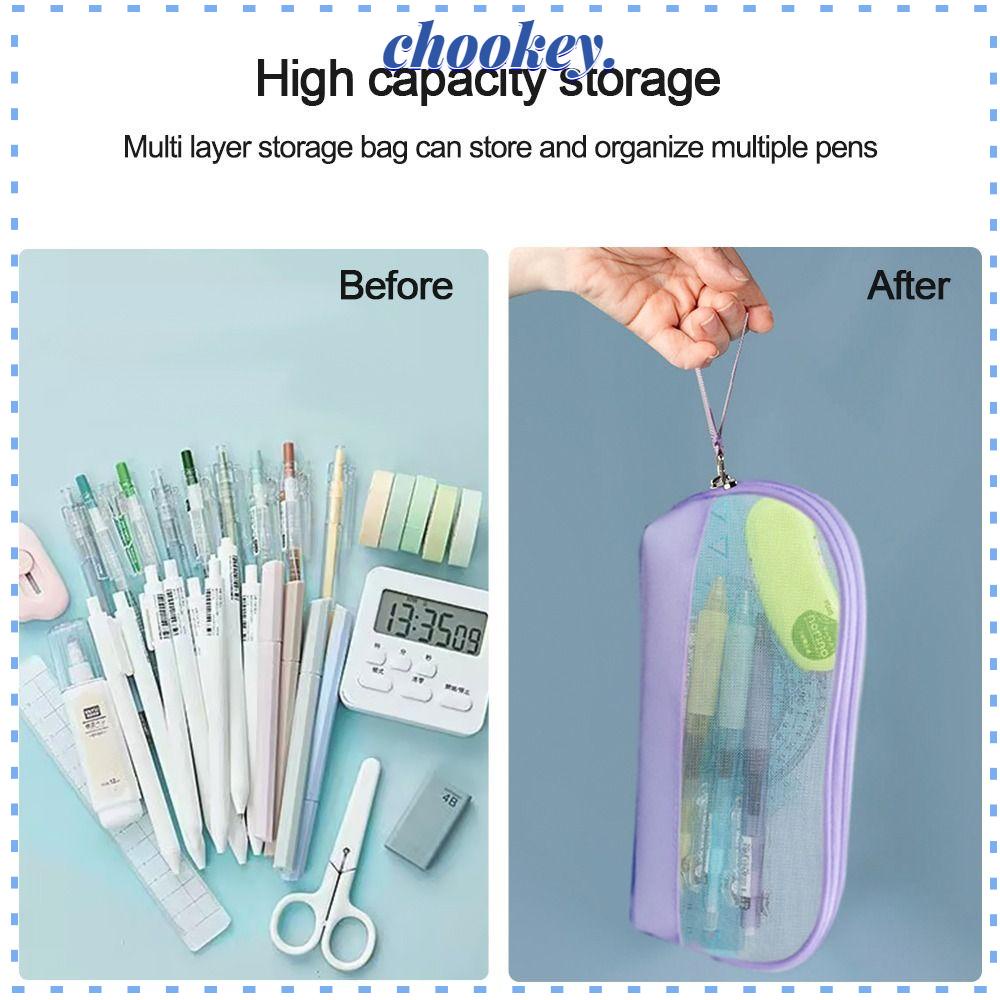 CHOOKEY Bóp Viết Vải Nilon Trong Suốt Cỡ Lớn Thiết Kế Đơn Giản
