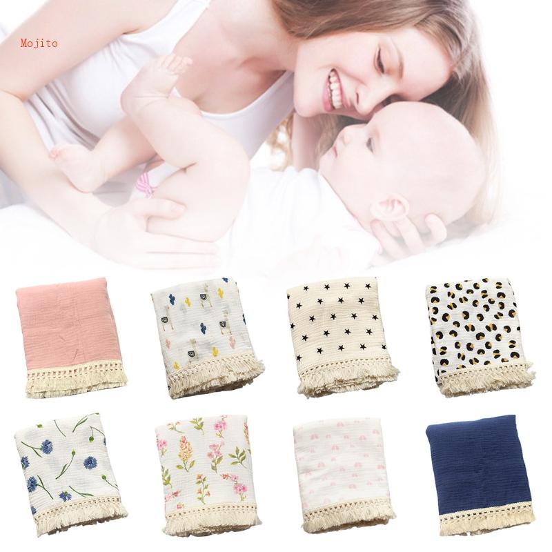 Chăn Quấn Em Bé Bằng Cotton Nguyên Chất Phối Tua Rua Dùng Làm Đạo Cụ Chụp Ảnh