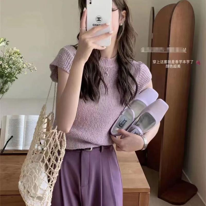Áo Dệt Kim Mỏng Tay Ngắn Phong Cách Mới Mùa Hè 2023