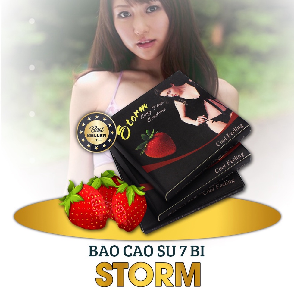 [Mua 10 tặng 1] Hộp Bao Cao Su Bi STORM - 7 Bi Lớn, Hương Dâu