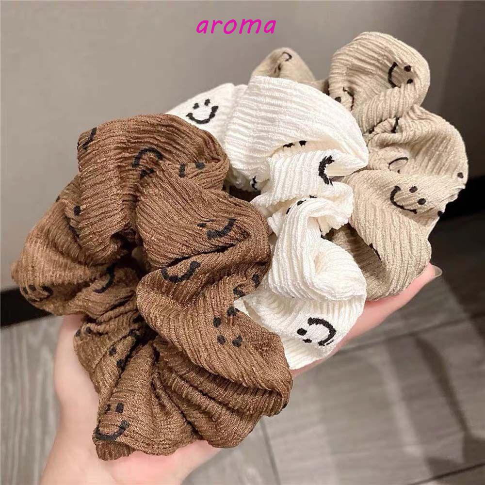 AROMA Dây Buộc Tóc Hình Mặt Cười Đơn Giản Phong Cách Hàn Quốc Cho Nữ