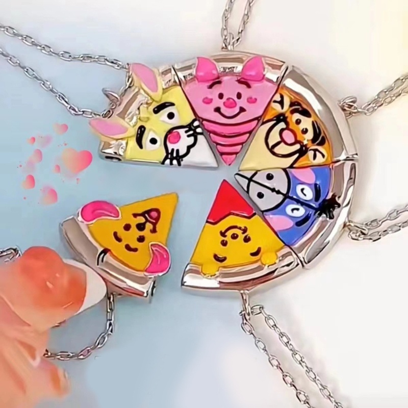 Nav 6 cái nam châm vòng cổ thu hút pizza mặt dây chuyền cặp đôi trang sức tình bạn