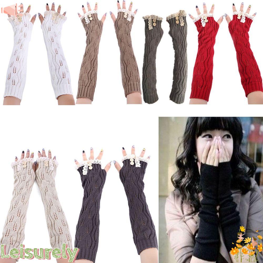 LEILY Đôi Găng Tay Len Giữ Ấm Dày Dặn Cho Nam Nữ