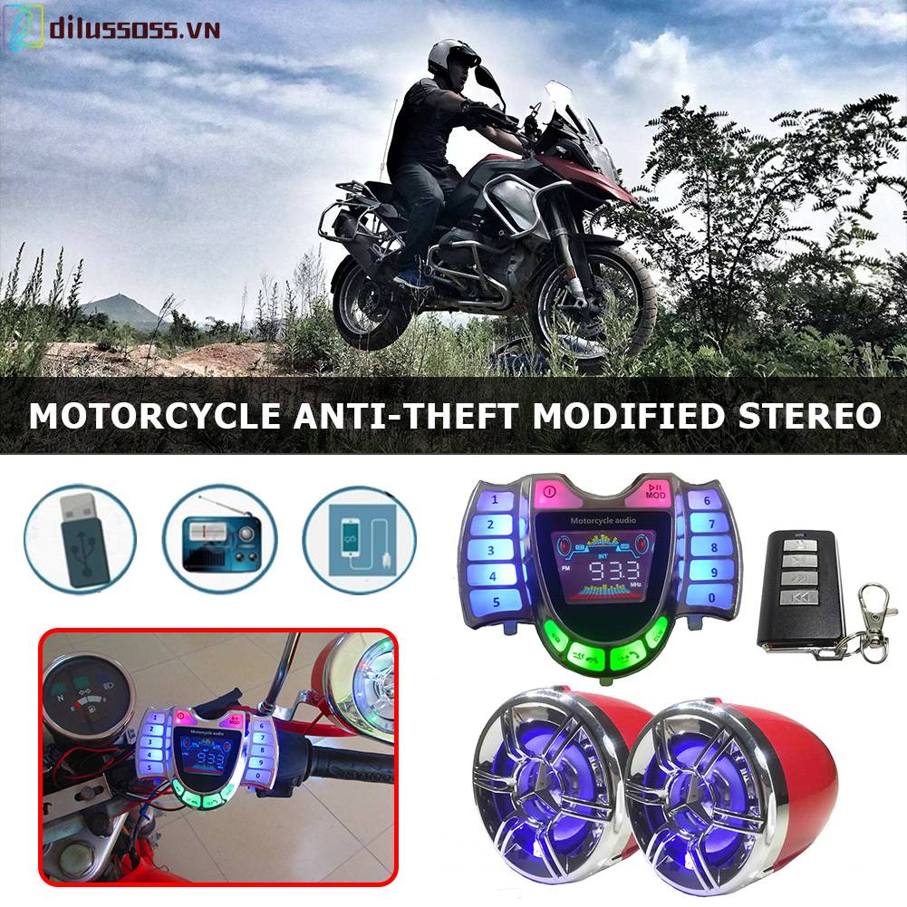 Hệ Thống Loa Bluetooth Âm Thanh Nổi Kèm Sạc USB Chuyên Dụng Cho Xe Mô Tô