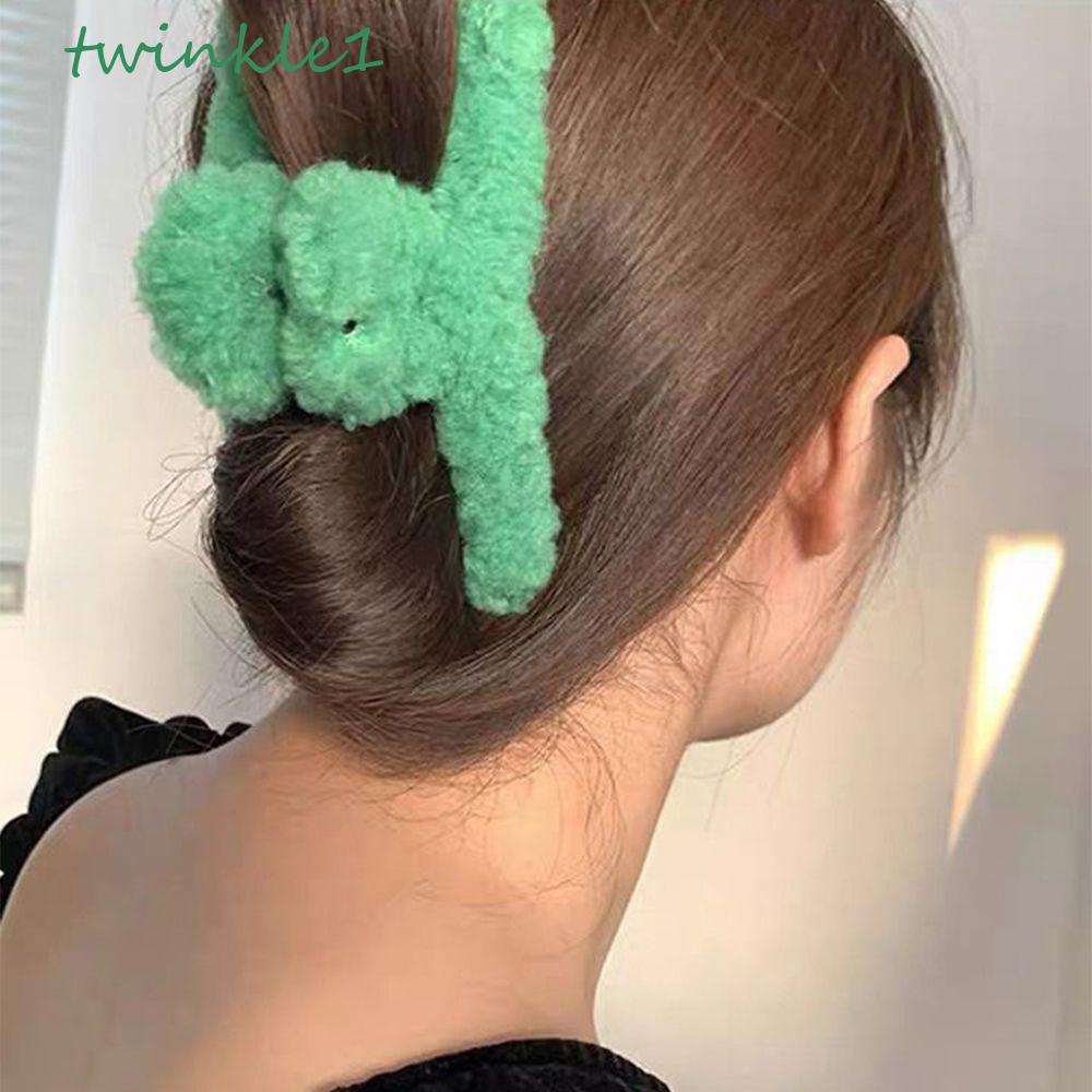 TWINKLE Kẹp Tóc Lông Nhung Dày Dặn Phong Cách Thời Trang Hàn Quốc