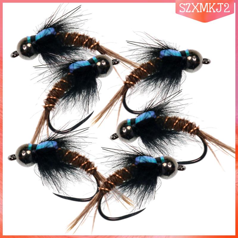 Bộ 6 Mồi Câu Cá Hình Ruồi Chống Thấm Nước #8 #10 #12 Phao Câu Cá Chất Lượng Cao Chuyên Dùng