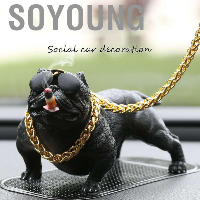 Soyoung Dog Figurine Resin Simulated Exquisite Cute Statue Car Interior Decoration Dashboard Ornament