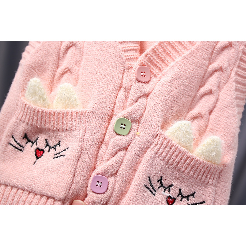 Áo Khoác Len Không Tay Cài Nút Nhiều Màu Sắc Dành Cho Bé Gái 0-4 Tuổi