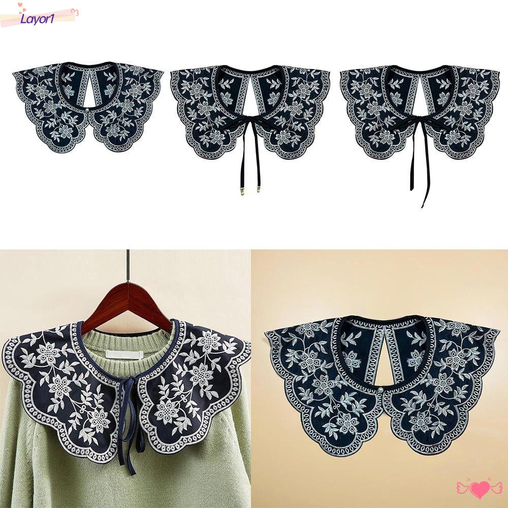 LAYOR1 Cổ Áo Giả Thêu Trang Trí Thắt Cà Vạt Cổ Điển Dành Cho Nữ