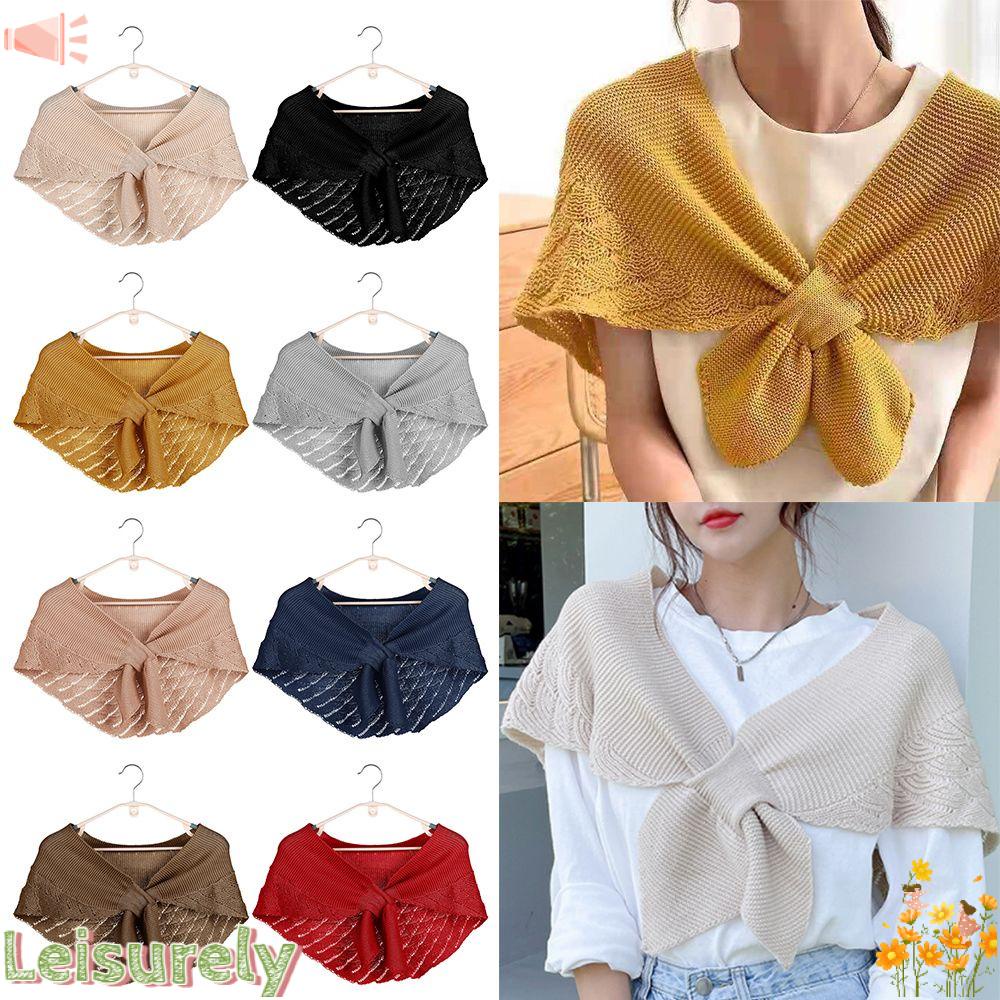 LEILY Cổ Áo Giả Dệt Kim Chống Gió Có Thể Tháo Rời Thời Trang Thu Đông