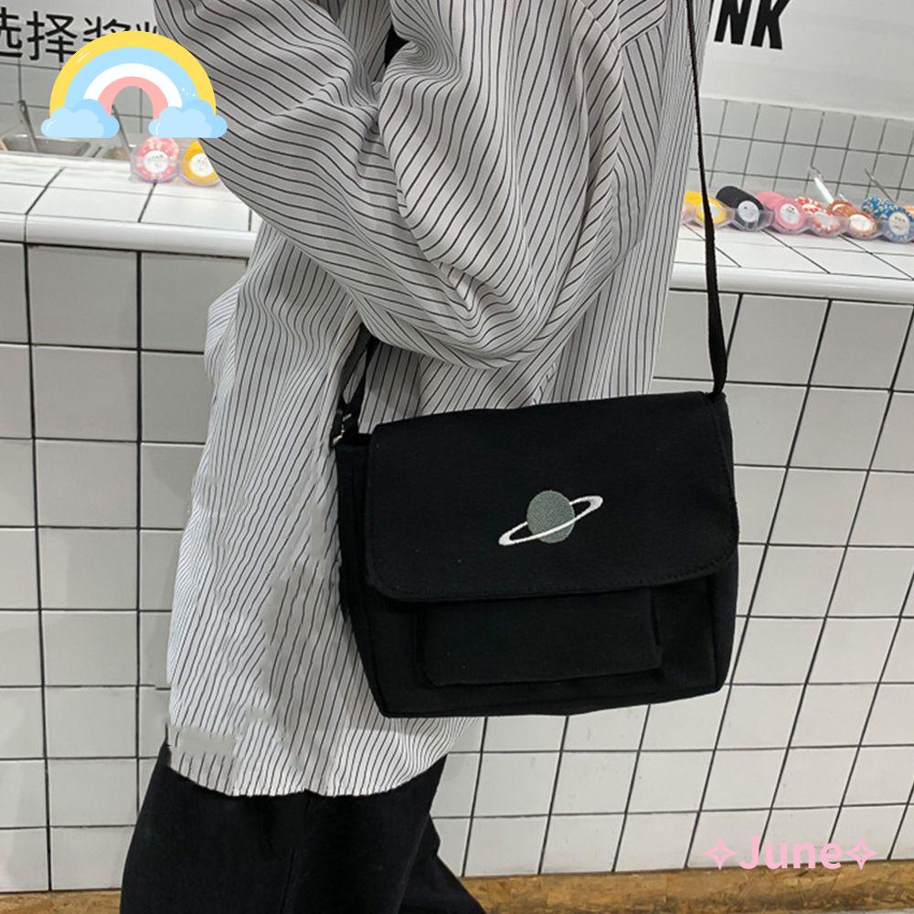 JUNE Túi Xách Đeo Vai Hoạ Tiết Hoạt Hình Đáng Yêu