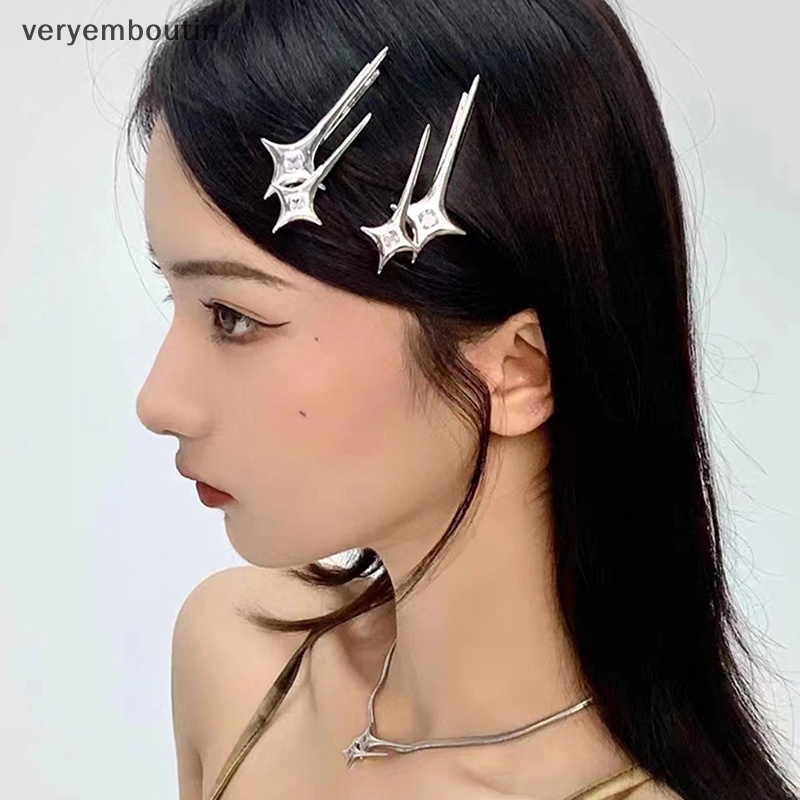 1 Kẹp Tóc Hình Ngôi Sao / Chéo Đính Đá Thời Trang Cho Nữ Y2K