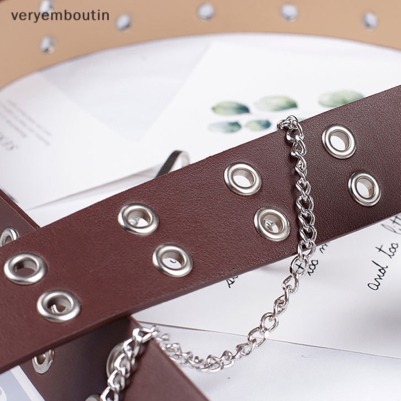 Thắt Lưng Có Khóa Cài Phối Dây Xích Phong Cách Punk Hip hop Đa Năng Thời Trang Cho Nữ