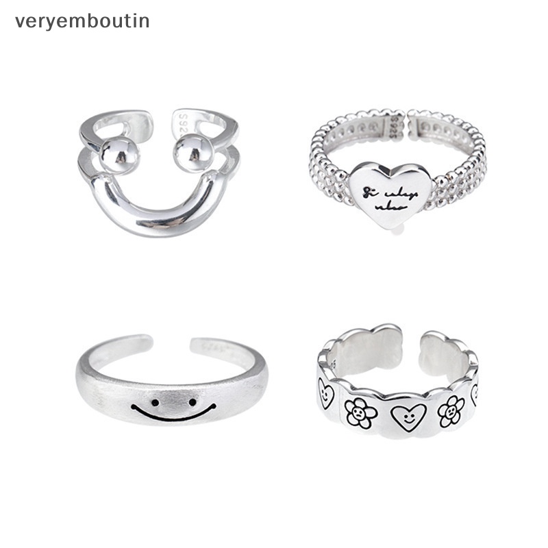Nhẫn Hở Hình Mặt Cười Màu Bạc Phong Cách Punk Thời Trang Cho Nữ