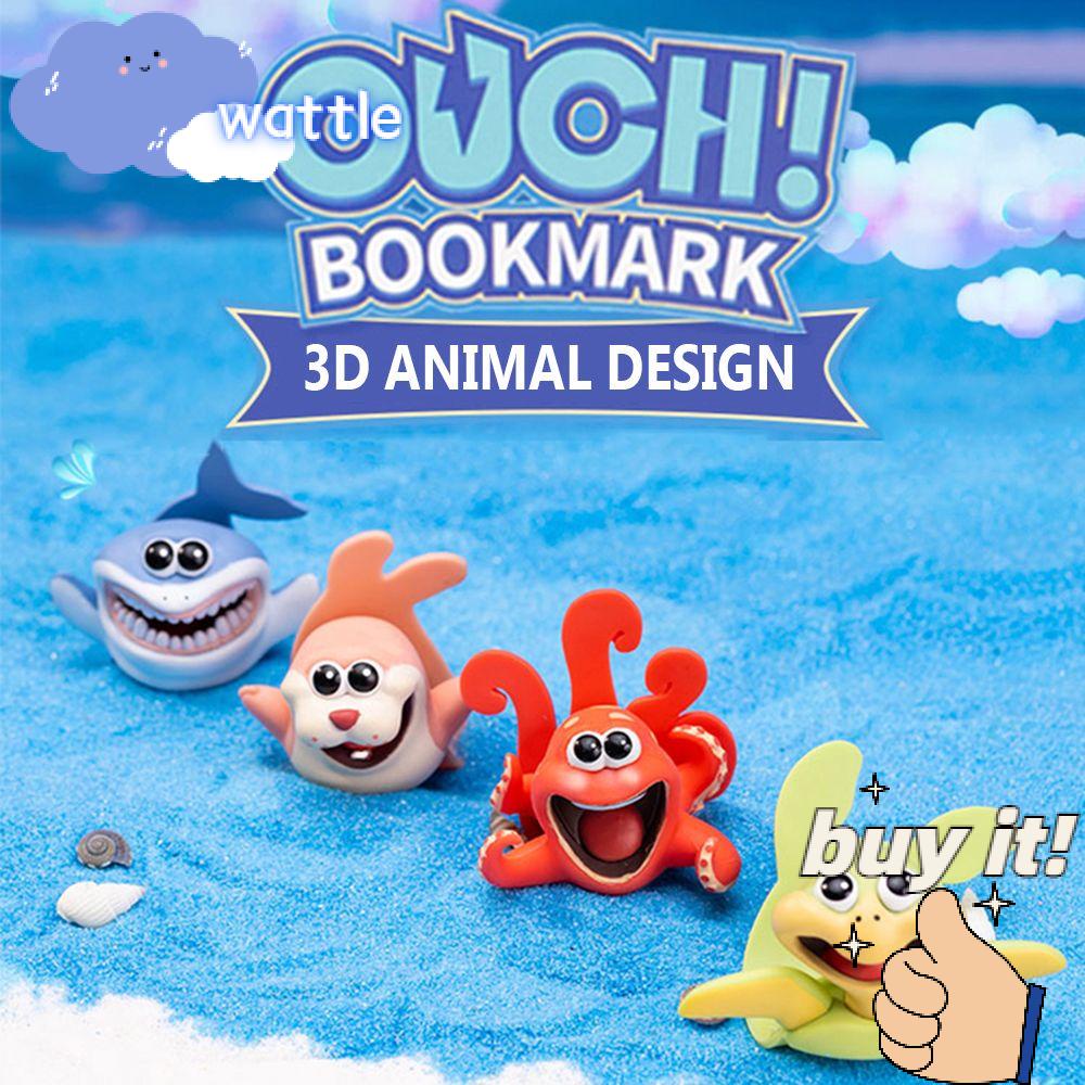 WATTLE Thẻ Đánh Dấu Trang Sách Bằng PVC Họa Tiết Hoạt Hình 3D Sáng Tạo