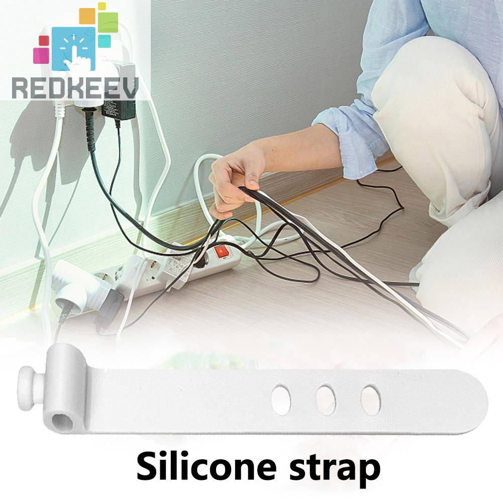 Set 20 Dây Silicone Buộc Dây Cáp 3 Lỗ Tái Sử Dụng Tiện Lợi