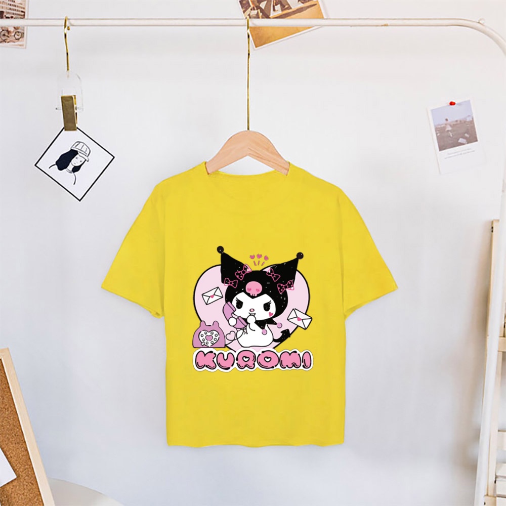 Dễ Thương Áo Thun Tay Ngắn Họa Tiết kuromi Đáng Yêu 5 Màu Lựa Chọn Cho Bé Gái