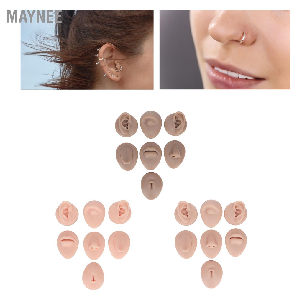 Maynee Phòng Thân Thực Hành Mô Hình Phỏng Silicone Tai Mắt Mũi Miệng Lưỡi Và Bụng Mẫu Cho Người Mới Khuyên snowa