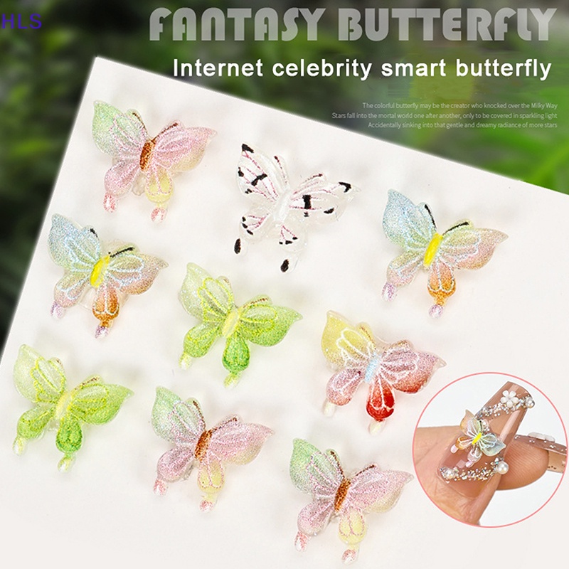 Set 20 Phụ Kiện Trang Trí Móng Tay Hình Bướm 3D DIY Độc Đáo