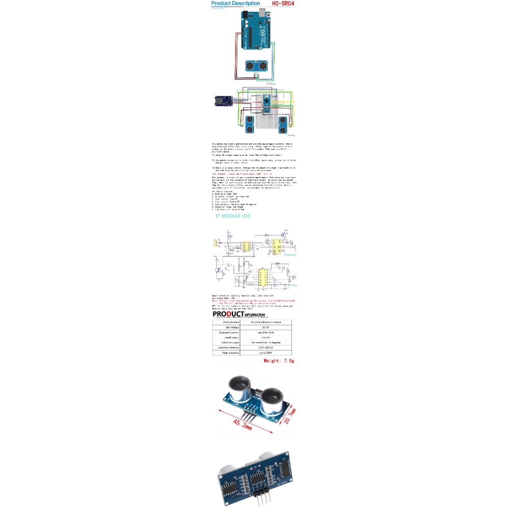 Mô Đun Cảm Biến Sóng Siêu Âm HC-SR04 HCSR04 Cho Arduino HC SR04 HCSR04