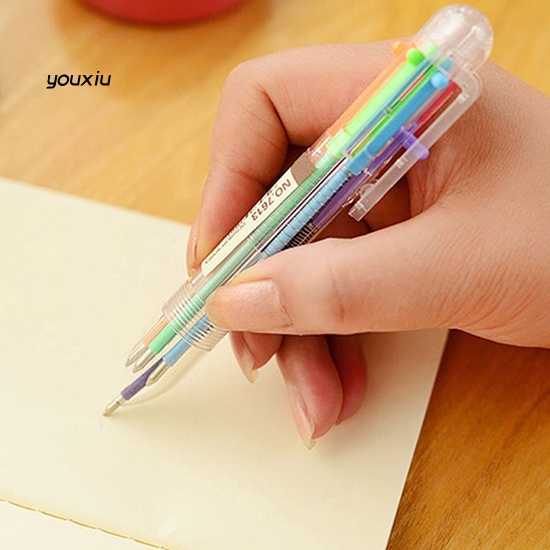 Xy * 6 màu bút bi mực dầu 0,5mm văn phòng trường học bút bi viết trơn