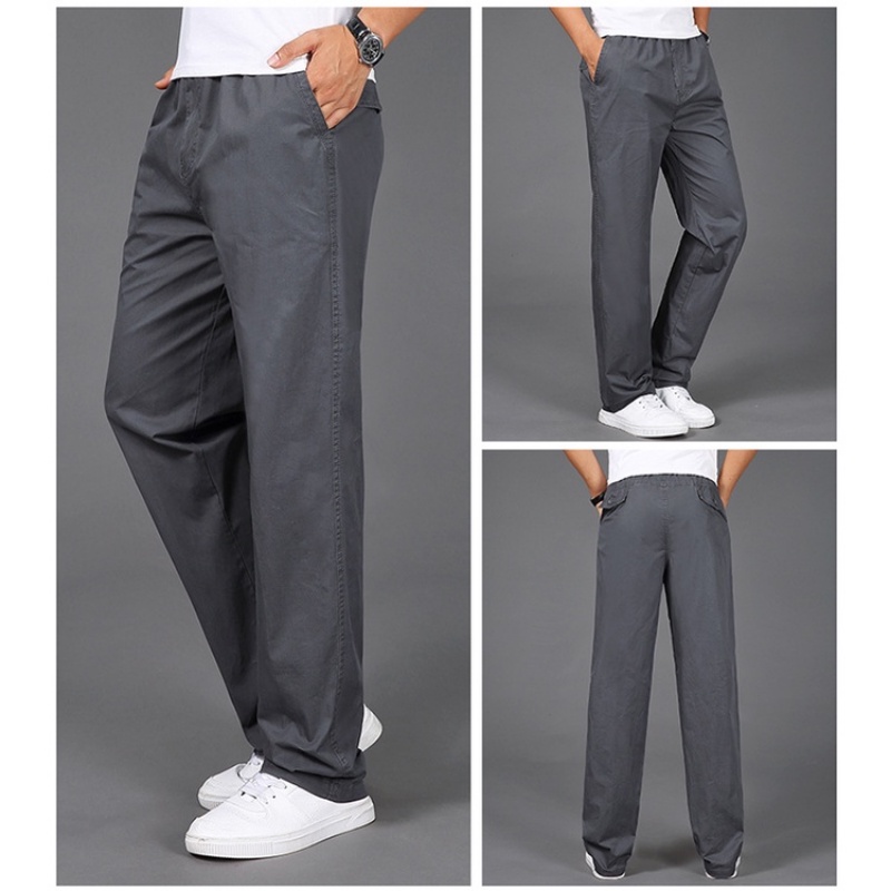 Quần Dài Lưng Thun Dáng Rộng Có Túi Và Khóa Dán Cỡ Lớn Thời Trang Cho Nam