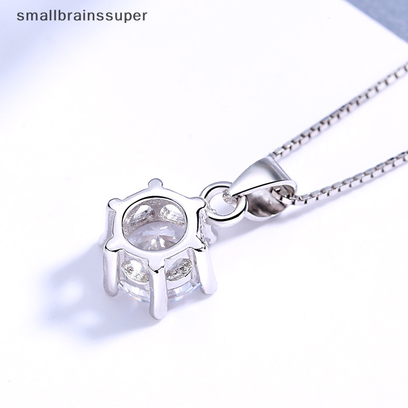 Smallbrainssuper Vòng cổ Bạc Nhẹ Thanh Lịch Sáu Prong Micropaved Zircon Dành Cho Nữ SBS