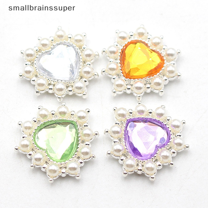 Nút Ngọc Trai Hình Trái Tim Bằng Hợp Kim Dùng Trang Trí Quần Áo DIY SBS