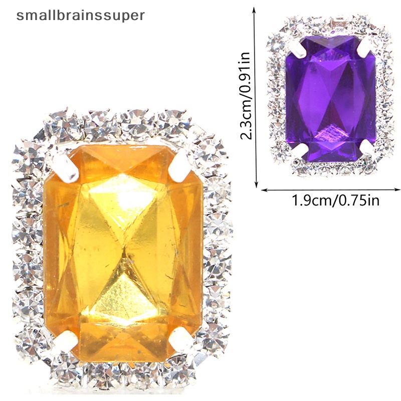 Nút Hình Chữ Nhật Bằng Acrylic Đáy Phẳng Đính Đá Kim Cương Giả Dùng May Vá DIY