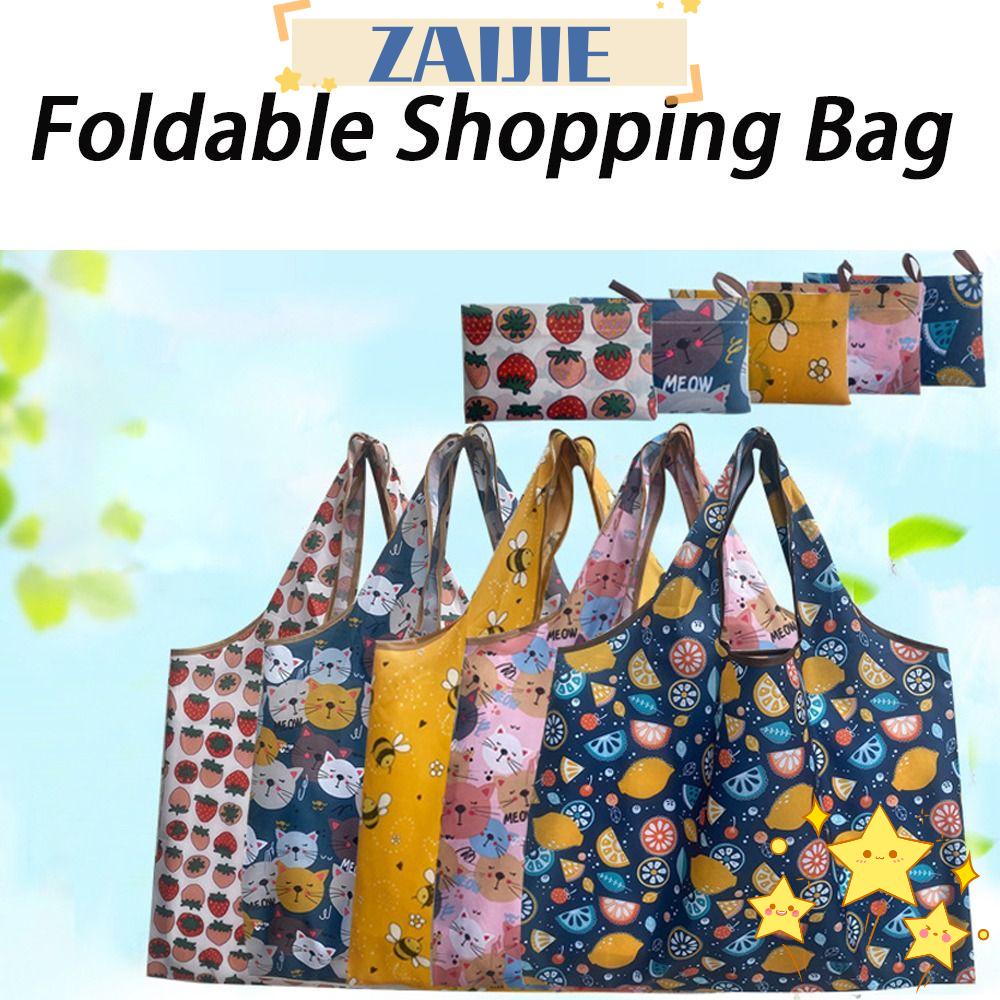 ZAIJIE24 Túi Mua Sắm Bằng Polyester Chống Nước Sức Chứa Lớn Có Thể Tái Sử Dụng Cho Nữ