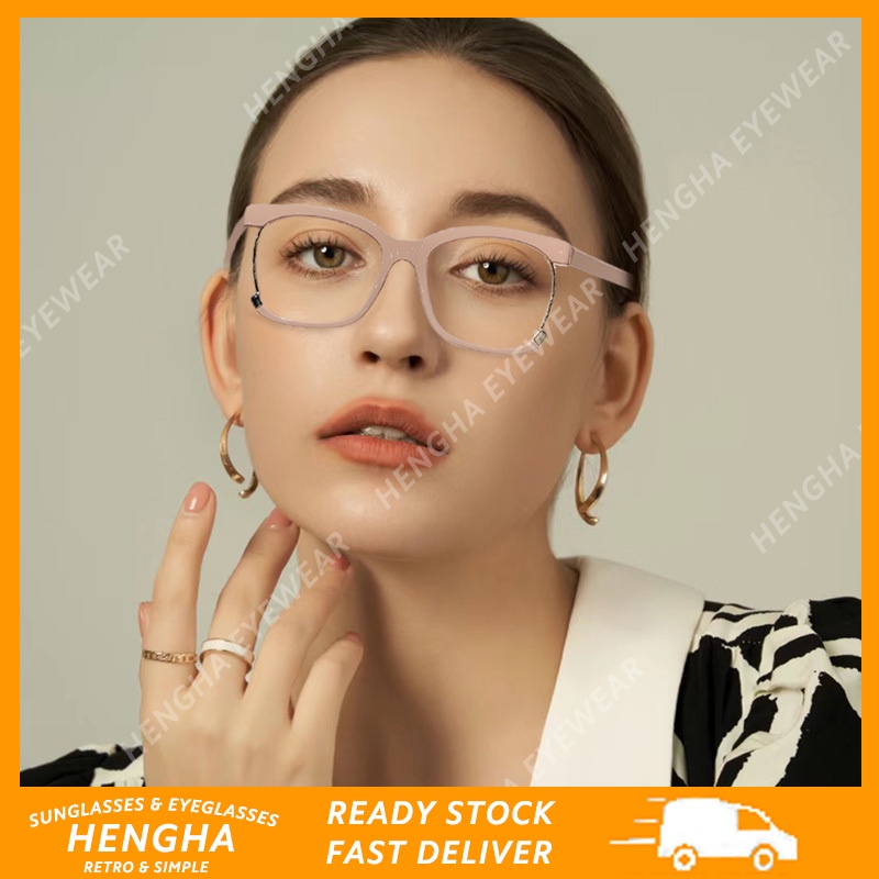 Kính Mát Gọng Kim Loại Vuông Nửa Gọng Chống Bức Xạ Nhiều Màu Sắc Thời Trang