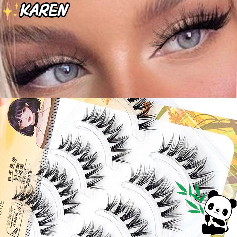 KAREN 5 Cặp Lông Mi Giả Mềm Mịn Trong Suốt