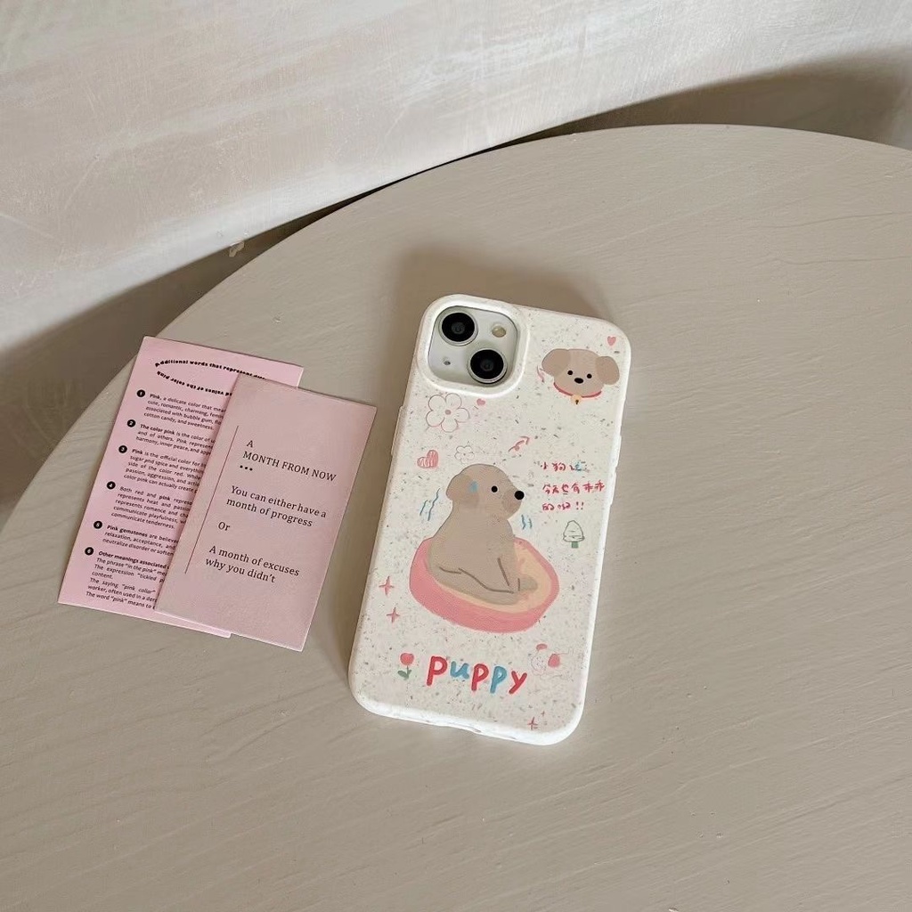 Ốp Điện Thoại Chống Sốc Có Thể Phân Hủy Được Họa Tiết Cún Dễ Thương Cho Iphone 13Promax 14 11 12