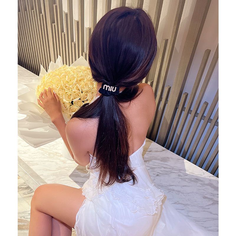 Dây Buộc Tóc Đính Chữ Siêu Lấp Lánh Kiểu Retro Sang Trọng