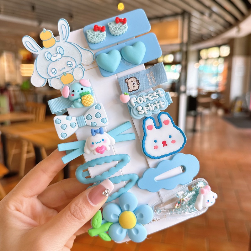 Set Kẹp Tóc Hình Chú Gấu / Ngôi Sao / Quả Dâu Tây Bằng Acrylic Dễ Thương Thời Trang Cho Bé Gái