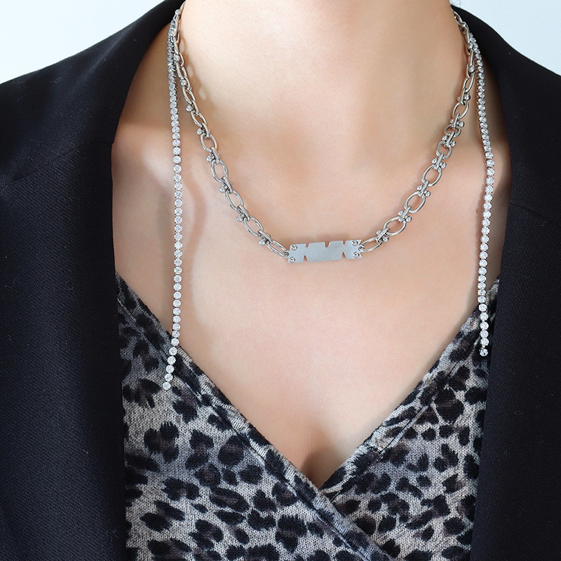 Vòng cổ Mặt Nhẫn Thiết Kế Hình Học Phong Cách Hip Hop Âu Mỹ Thời Trang Cho Nữ