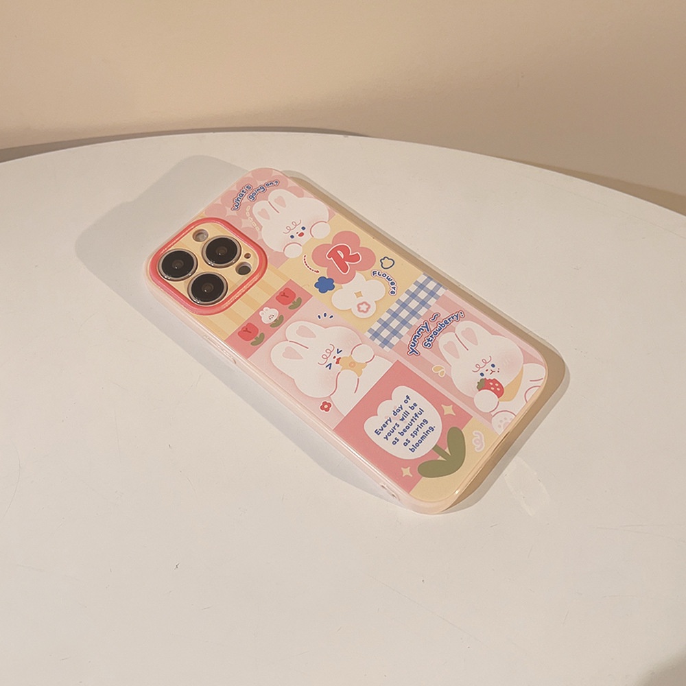 Ốp Điện Thoại Silicone In Hình Thỏ Hoạt Hình Đáng Yêu Cho Iphone 14 11 12 13 PRO MAX AT0410