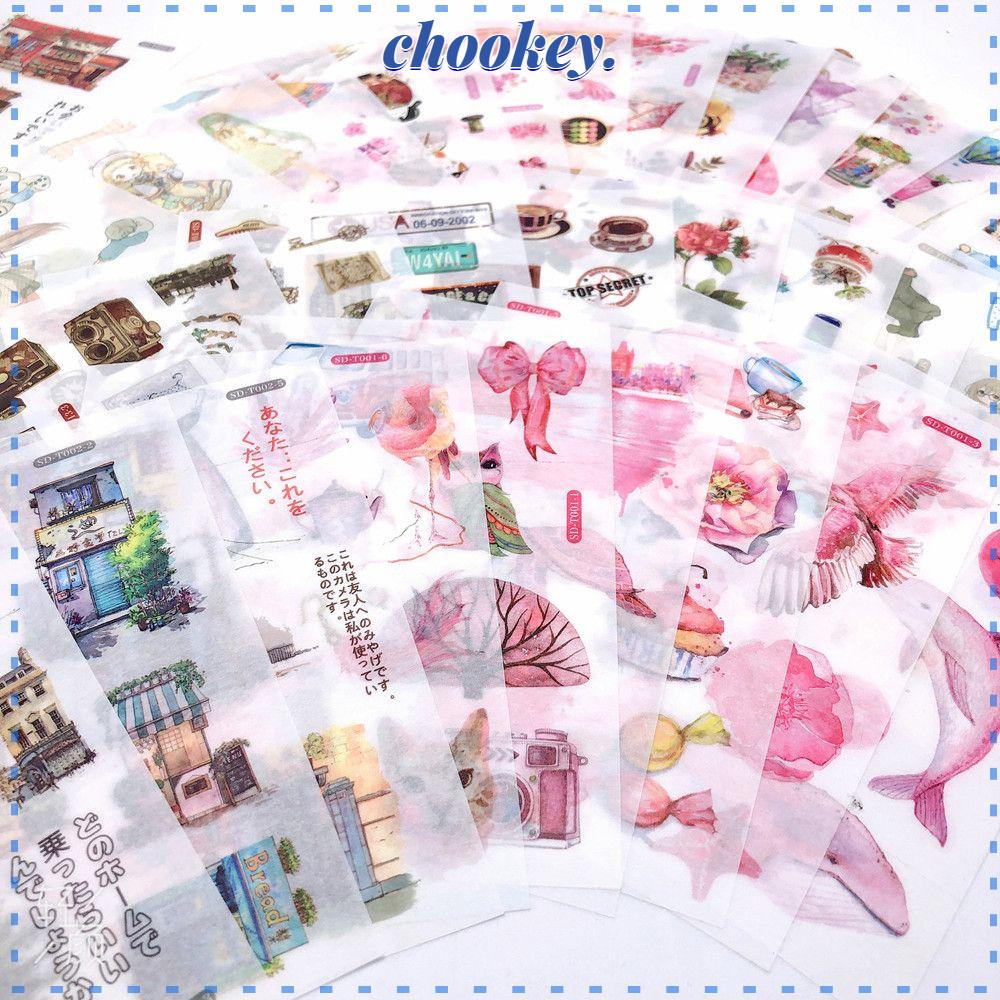 CHOOKEY Bộ 6 Tấm Giấy Dán Trang Trí Hình Cây Cối / Động Vật Dễ Thương