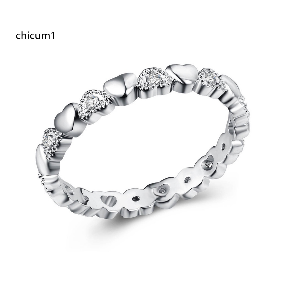 Nhẫn Đính Đá Zircon Hình Trái Tim Ngọt Ngào Thời Trang Cho Nữ