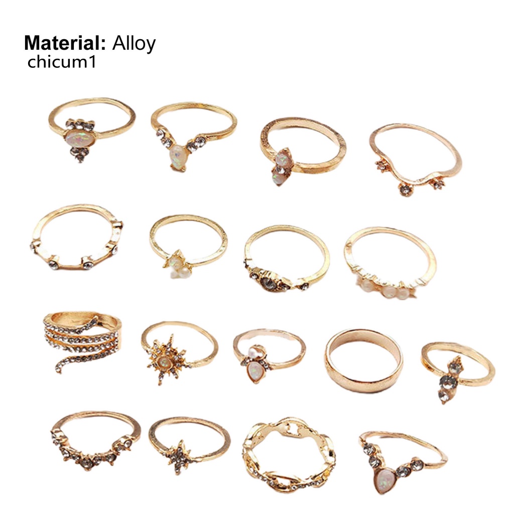 Set 17 Nhẫn Đeo Khớp Ngón Tay Phong Cách Vintage
